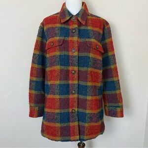 Sundance Oversized Plaid Shacket Red Blue